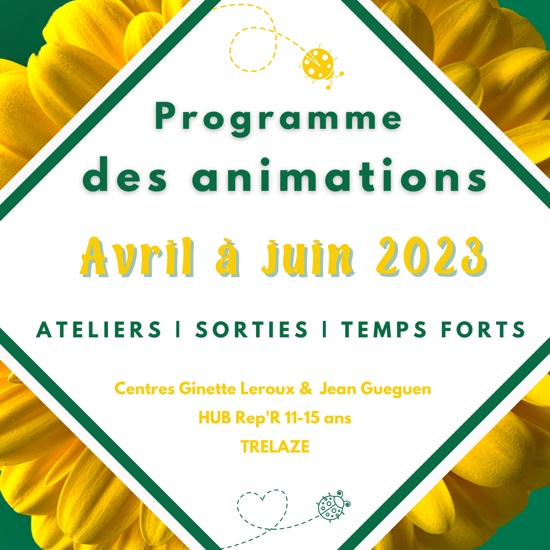 Image de l'évènement Programme des animations des centres Ginette Leroux et Jean Gueguen